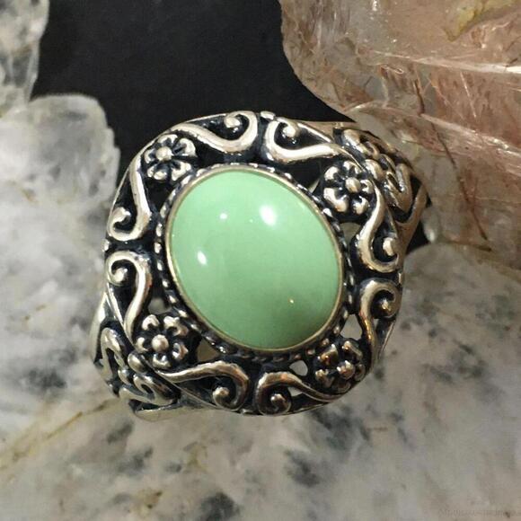 Jewelry - Carolyn Pollack Sterling Silver Oval Variscite Decorated Floral Ring For Women